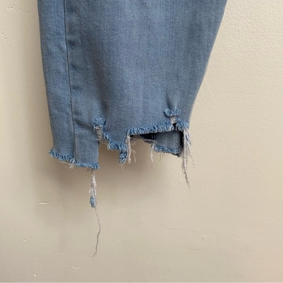 Topman Button Fly Slim Raw Hem Lightwash Blue Denim Jeans - Picture 4 of 14